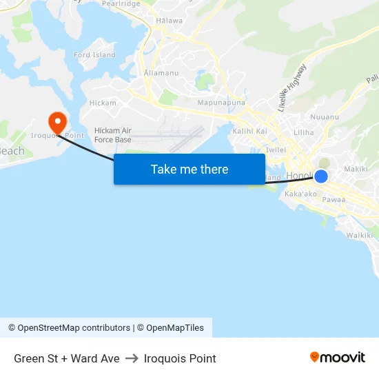 Green St + Ward Ave to Iroquois Point map
