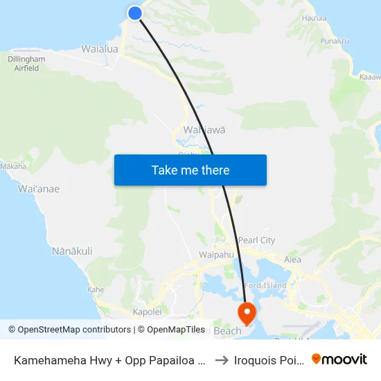 Kamehameha Hwy + Opp Papailoa Rd to Iroquois Point map