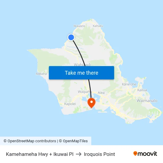Kamehameha Hwy + Ikuwai Pl to Iroquois Point map