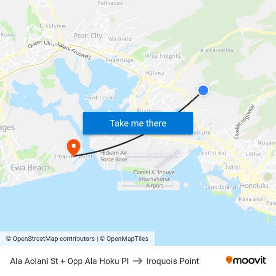 Ala Aolani St + Opp Ala Hoku Pl to Iroquois Point map