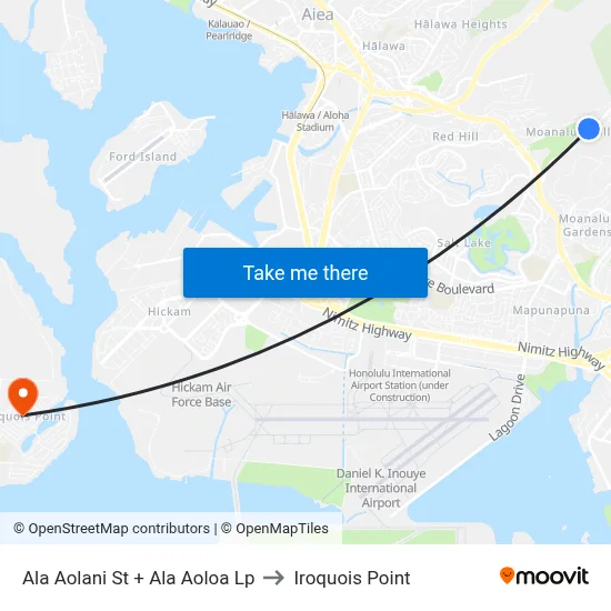 Ala Aolani St + Ala Aoloa Lp to Iroquois Point map