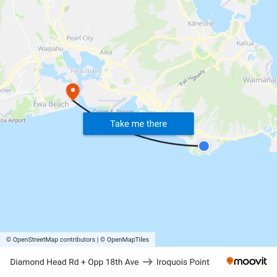 Diamond Head Rd + Opp 18th Ave to Iroquois Point map