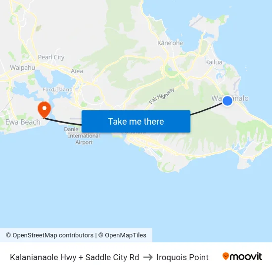 Kalanianaole Hwy + Saddle City Rd to Iroquois Point map