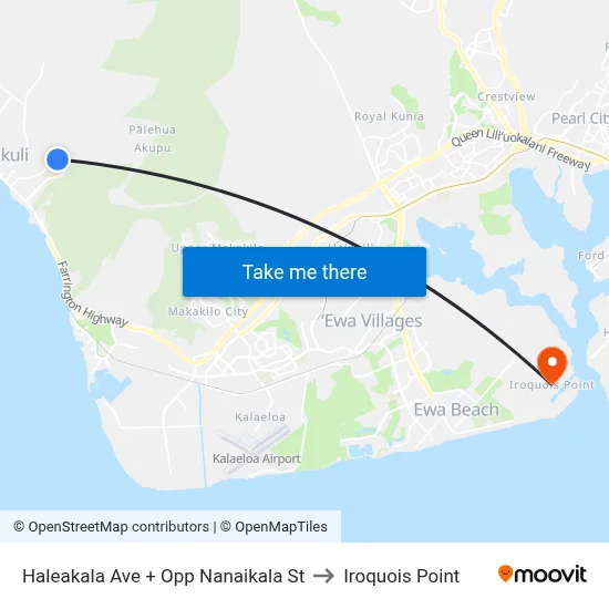 Haleakala Ave + Opp Nanaikala St to Iroquois Point map