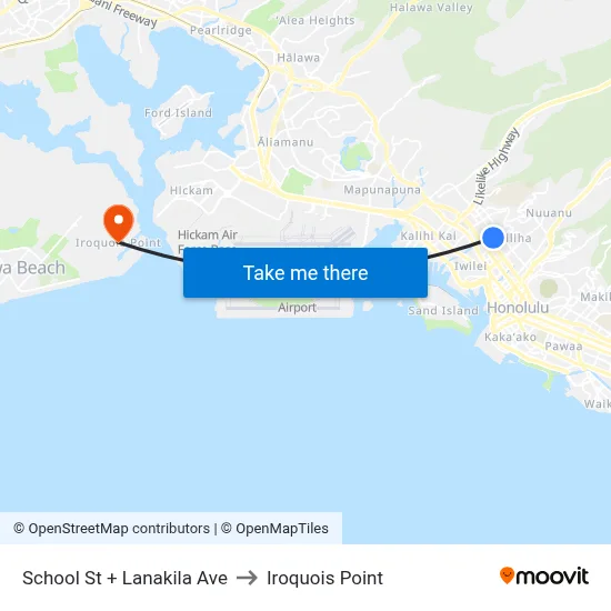 School St + Lanakila Ave to Iroquois Point map