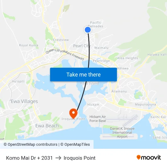 Komo Mai Dr + 2031 to Iroquois Point map