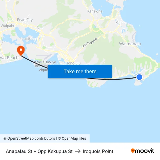 Anapalau St + Opp Kekupua St to Iroquois Point map