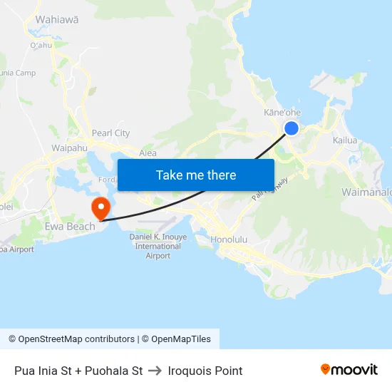 Pua Inia St + Puohala St to Iroquois Point map