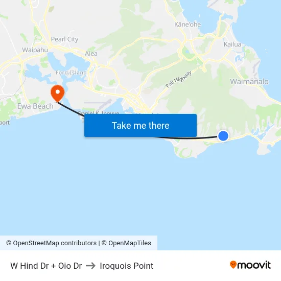 W Hind Dr + Oio Dr to Iroquois Point map