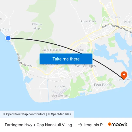 Farrington Hwy + Opp Nanakuli Village Center to Iroquois Point map
