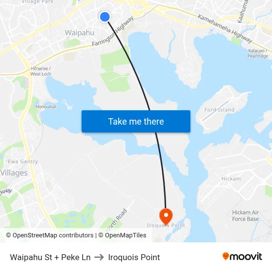 Waipahu St + Peke Ln to Iroquois Point map