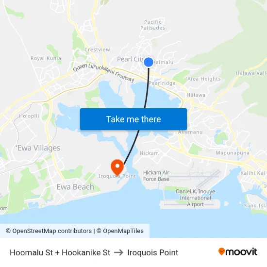 Hoomalu St + Hookanike St to Iroquois Point map