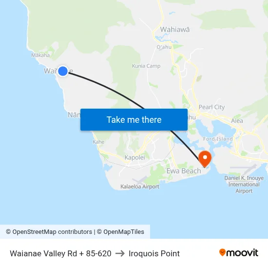 Waianae Valley Rd + 85-620 to Iroquois Point map