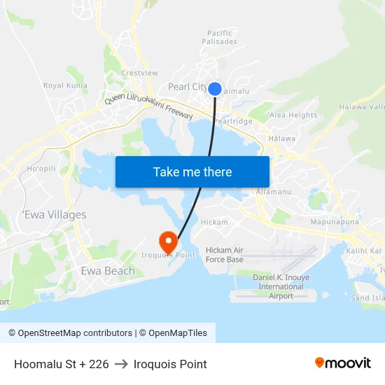 Hoomalu St + 226 to Iroquois Point map