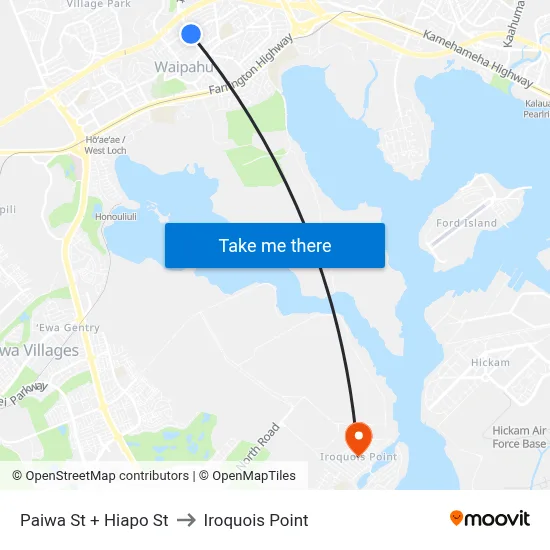 Paiwa St + Hiapo St to Iroquois Point map