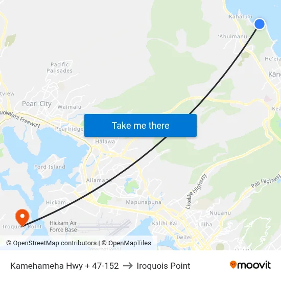 Kamehameha Hwy + 47-152 to Iroquois Point map