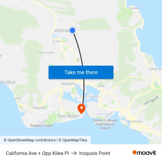 California Ave + Opp Kilea Pl to Iroquois Point map