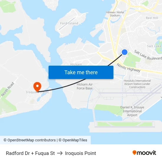 Radford Dr + Fuqua St to Iroquois Point map