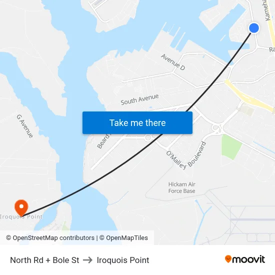 North Rd + Bole St to Iroquois Point map