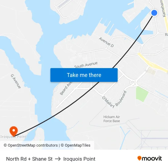 North Rd + Shane St to Iroquois Point map