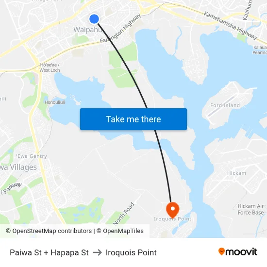 Paiwa St + Hapapa St to Iroquois Point map