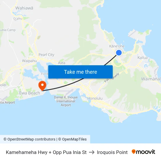 Kamehameha Hwy + Opp Pua Inia St to Iroquois Point map