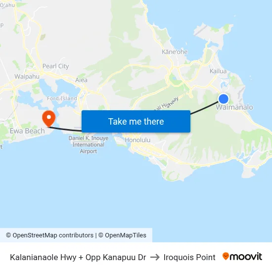 Kalanianaole Hwy + Opp Kanapuu Dr to Iroquois Point map