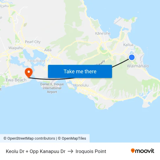 Keolu Dr + Opp Kanapuu Dr to Iroquois Point map