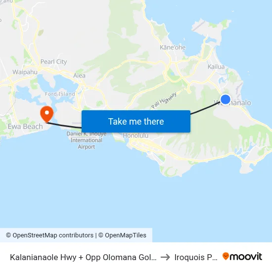 Kalanianaole Hwy + Opp Olomana Golf Course to Iroquois Point map