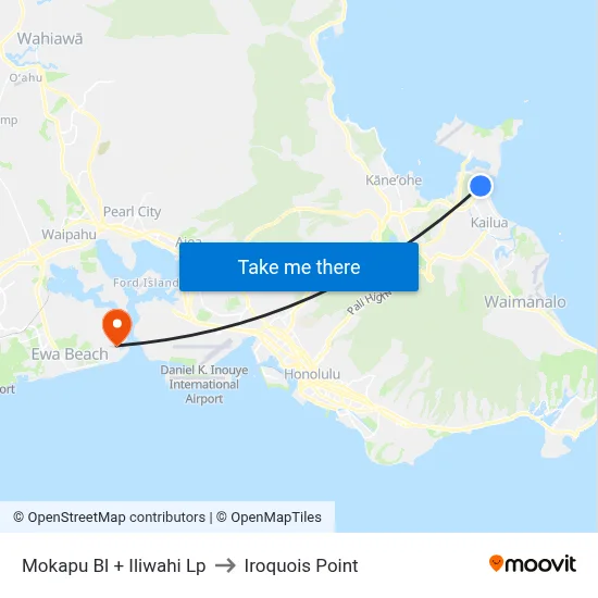 Mokapu Bl + Iliwahi Lp to Iroquois Point map