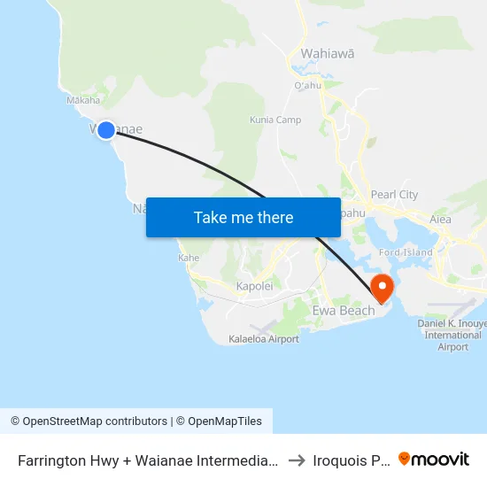 Farrington Hwy + Waianae Intermediate School to Iroquois Point map