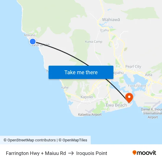 Farrington Hwy + Maiuu Rd to Iroquois Point map