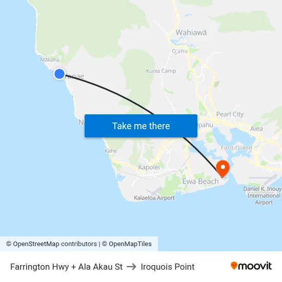Farrington Hwy + Ala Akau St to Iroquois Point map