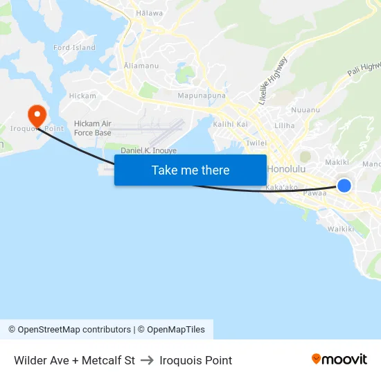 Wilder Ave + Metcalf St to Iroquois Point map