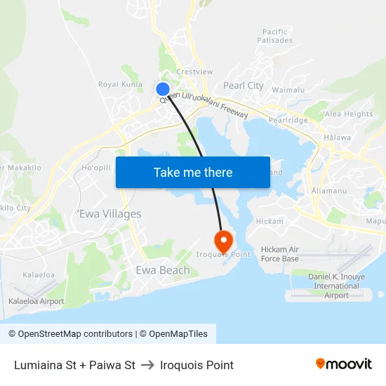 Lumiaina St + Paiwa St to Iroquois Point map