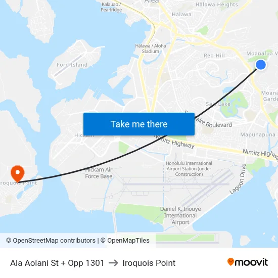 Ala Aolani St + Opp 1301 to Iroquois Point map