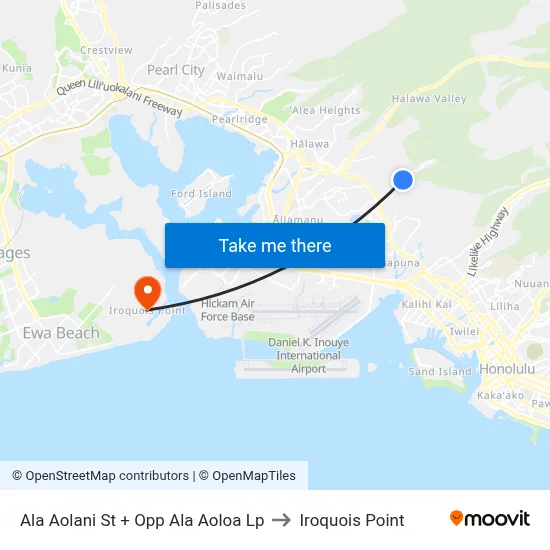 Ala Aolani St + Opp Ala Aoloa Lp to Iroquois Point map