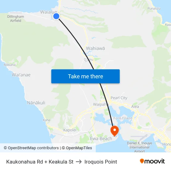 Kaukonahua Rd + Keakula St to Iroquois Point map