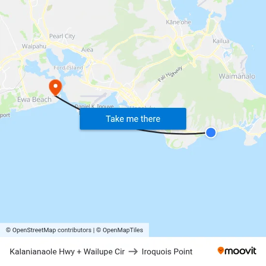 Kalanianaole Hwy + Wailupe Cir to Iroquois Point map