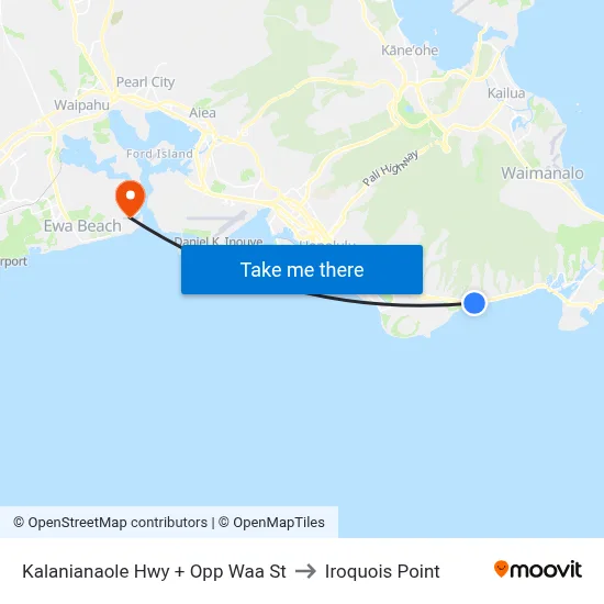 Kalanianaole Hwy + Opp Waa St to Iroquois Point map