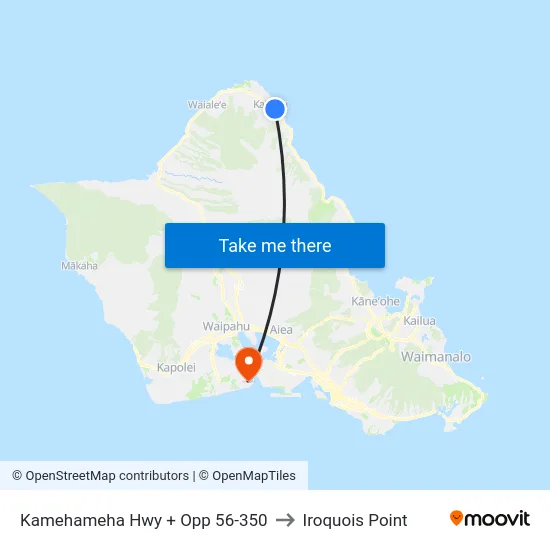 Kamehameha Hwy + Opp 56-350 to Iroquois Point map
