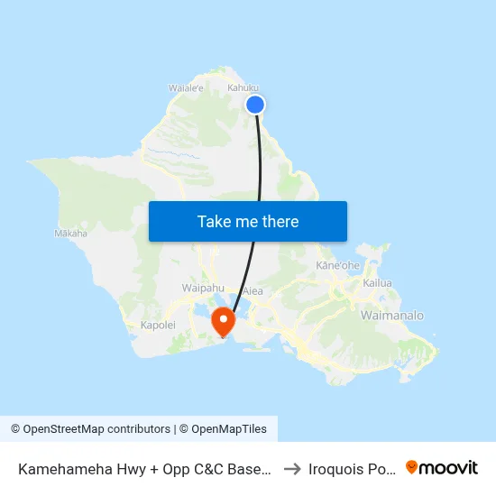 Kamehameha Hwy + Opp C&C Baseyard to Iroquois Point map
