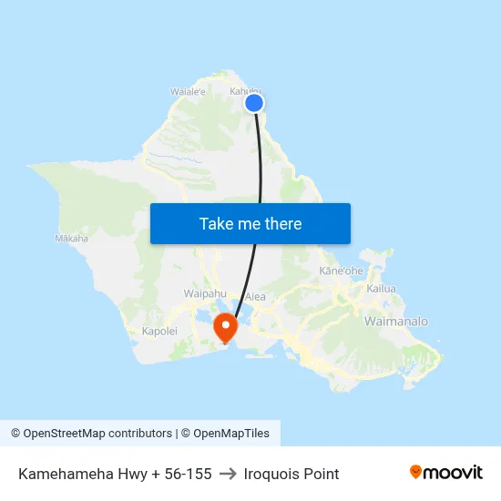 Kamehameha Hwy + 56-155 to Iroquois Point map