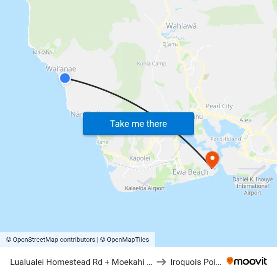 Lualualei Homestead Rd + Moekahi St to Iroquois Point map