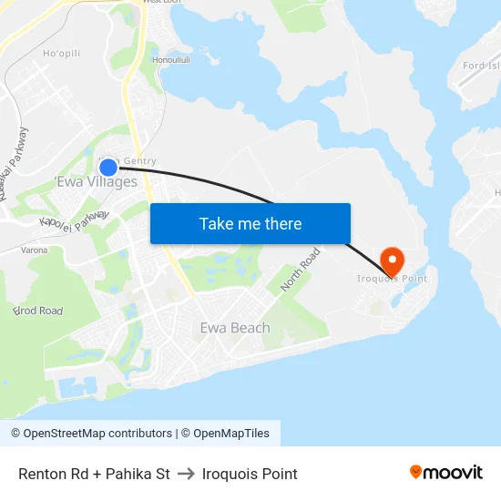 Renton Rd + Pahika St to Iroquois Point map
