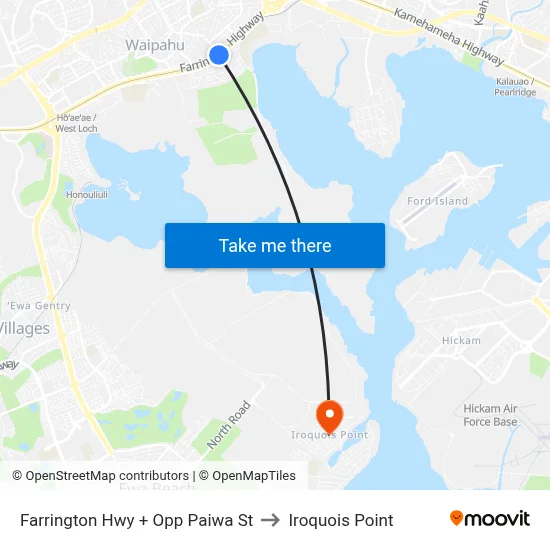 Farrington Hwy + Opp Paiwa St to Iroquois Point map