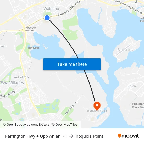 Farrington Hwy + Opp Aniani Pl to Iroquois Point map