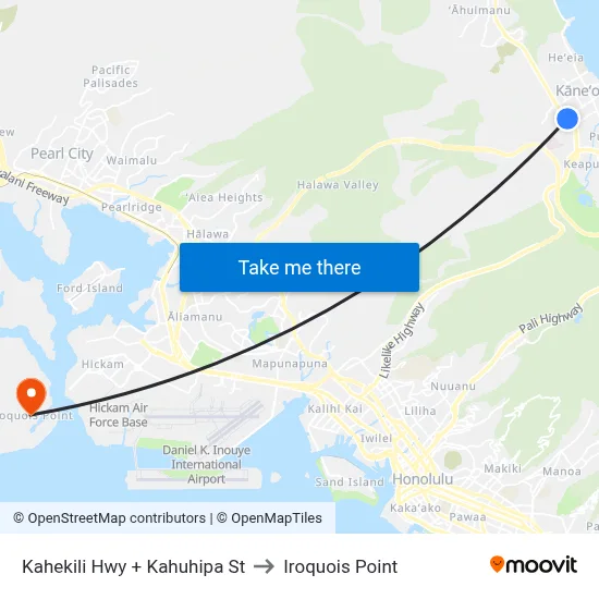 Kahekili Hwy + Kahuhipa St to Iroquois Point map