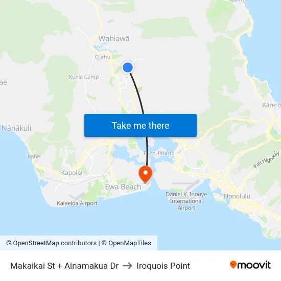 Makaikai St + Ainamakua Dr to Iroquois Point map