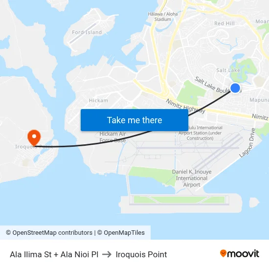 Ala Ilima St + Ala Nioi Pl to Iroquois Point map
